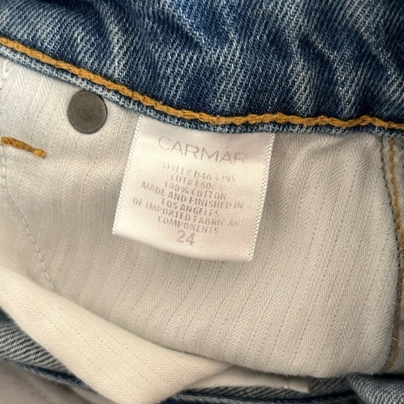 CARMAR Los Angeles Distressed Blue Jean Denim Button Front Mini skirt Sz 24 (0) - Picture 7 of 9